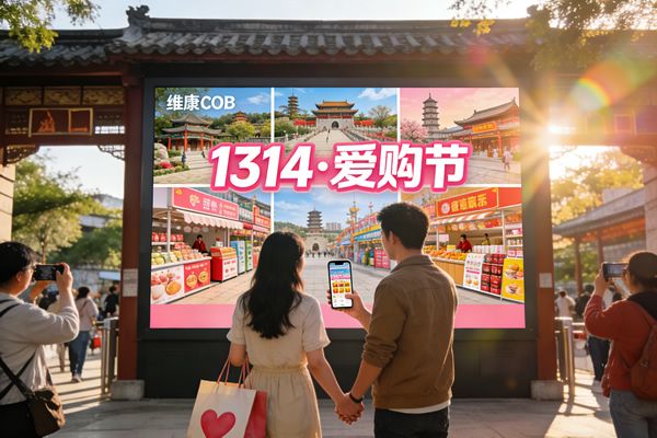 數智賦能文旅新生態，維康COB顯示屏點亮1314·愛購節情感消費場景
